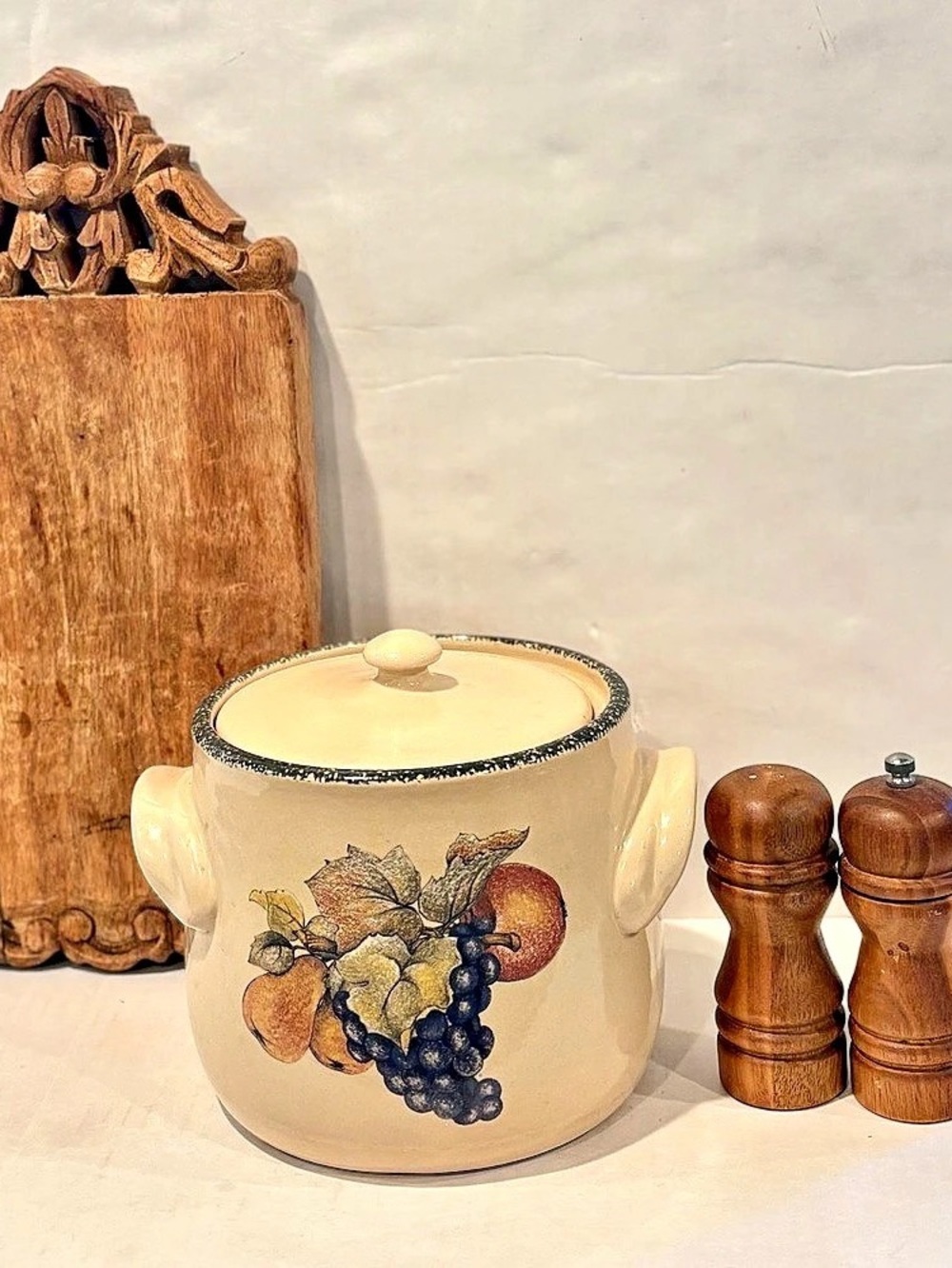 Home & Garden Party Ltd. Ceramic Floral Lidded Cookware Beige & Blue